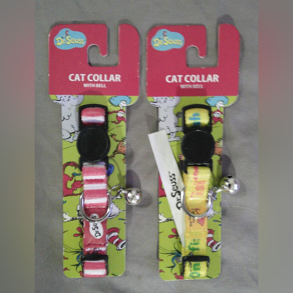 2 Dr Seuss Cat Collars: One Fish, Two Fish and Cat In The Hat (S)